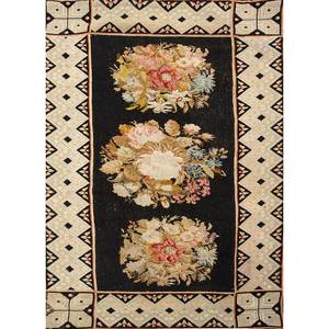Pechino Grey <b>Black</b> Hand Knotted Wool <b>Rugs</b> Floral Abstract Pattern Classic Style for Home for Living Hallway for Teens-Paem-742 - Product Image 1