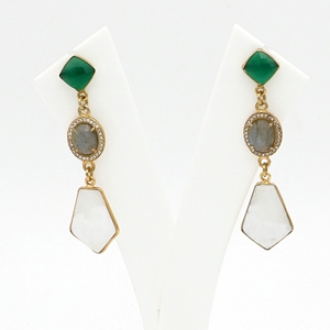 งานแฮนด์เมดสีเขียว ONYX labradorite Lace Agate DROP | ชุบทอง18K เครื่องประดับงานแต่งงานของผู้หญิงที่ทันสมัย | ขายส่งผู้ผลิต - Product Image 3