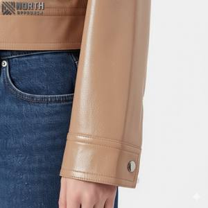Chaqueta de Moda Transpirable de Cuero Genuino Tejido para Mujer, Estilo Elegante, Personalizable - Product Image 3