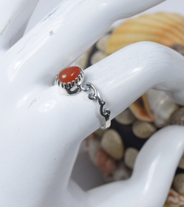 Bague unisexe en argent sterling 925 avec pierres précieuses, bijoux de créateur faits à la main, cornaline rouge en forme de poire, cadeau de Noël chrétien de style mignon - Product Image 3