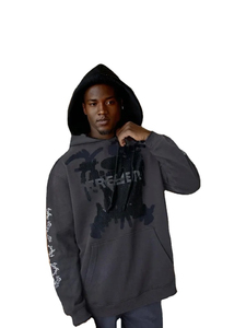 2025 vente en gros 500Gsm respirant polaire lavage à l'acide brodé 100% coton lourd Vintage surdimensionné pull solide imprimé - Product Image 6