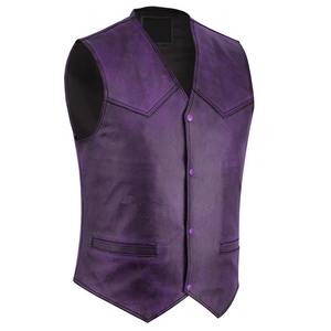 Gilet en cuir de vache pour homme de style occidental, coupe-vent, respirant, sans manches, veste d'équitation d'hiver, fermeture à boutons, motards, cow-boys - Product Image 2