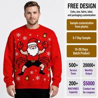 Herren Strickpullover 100% Baumwolle Weihnachtsmann Übergröße Großer und Langer Pullover Lustiger Hässlicher Weihnachtspullover Herren Winter-Oberteil