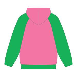 Sudadera con Capucha de Manga Raglán Rosa, Estilo Universitario, Bordado Chenille, Hermandad Griega Divine Nine, Moda Universitaria - Product Image 3