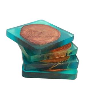 Posavasos de té de Color marrón y verde con forma cuadrada de madera y resina de hermoso diseño, juego de mesa decorado, utensilios de cocina usados para el hogar - Product Image 1