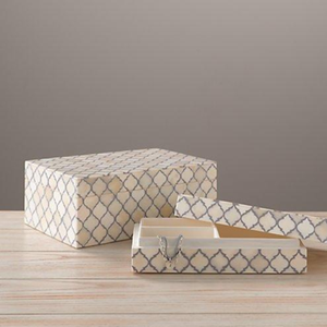 Design géométrique Boîtes à bijoux en incrustation d'os Motifs exclusifs faits à la main Décors de cadeaux de luxe parfaits Prix de gros disponibles - Product Image 2