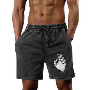 Short en jean droit en toile délavée à l'acide pour hommes sur mesure respirant 100% coton taille moyenne anti-boulochage Streetwear Style décontracté - Product Image 5