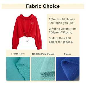 Couleur assortie couture femme hauts à la mode recadrée sweats à capuche courts femmes sweats à capuche - Product Image 6