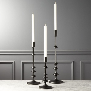 Hot Selling Handmade Pillar Candle Holder Luxury Metal <b>Candlestick</b> Iron Candle Holder for Home Decoration <b>Black</b> Coated set of 3 - Product Image 1