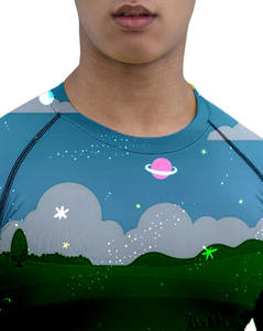 Chemise d'entraînement de compression à demi-manche et à séchage rapide pour homme Skinny Fit Spandex Long Rash Guard Motif uni sublimé pour BJJ MMA - Product Image 3