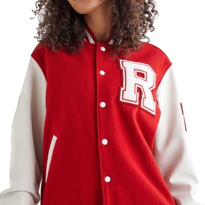 Meilleure vente Veste universitaire personnalisée pour femmes Bomber de baseball à boutons Colorblock Vestes pour femmes Vestes universitaire pour femmes - Product Image 1