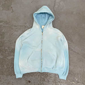 Sweats à capuche vintage surdimensionnés brodés à logo personnalisé pour hommes en coton vieilli lourd pour hommes - Product Image 1