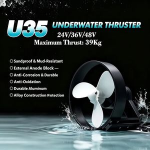APISQUEEN Ensemble de deux propulseurs sous-marins en alliage d'aluminium U35 24V/48V, poussée de 78 kg pour navires de croisière, bateaux de pêche, bateaux à pontons - Product Image 2