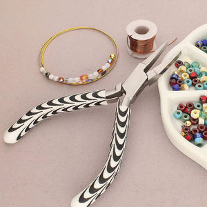 Alicates de joyería de acero inoxidable 2023 de alta calidad, mango de agarre en forma de cebra, fabricación de joyas, alicates de junta de caja de nariz plana - Product Image 6