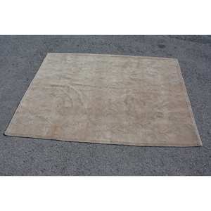 Vintage <b>Turkish</b> <b>Rug</b> Large Area 4.6 X 6.4ft Beige Oasis Wool Seagrass Material Latex Backing Patchwork Pattern for Teen's Room - Product Image 3