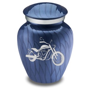 Urnes funéraires en aluminium avec bande autocollante blanche en étain et émail de couleur bleue. - Product Image 6