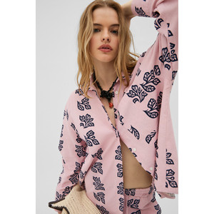 GRIMELANGE MAIA Camisa de corte regular con detalle estampado en mezcla de lino para mujer - Product Image 1