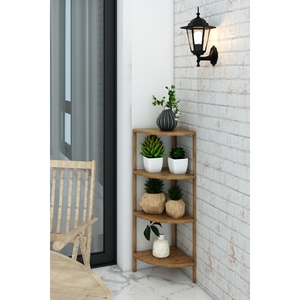 Table d'appoint et étagère décorative multifonctionnelle à 4 niveaux en pin atlantique, design triangulaire - Product Image 5