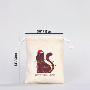 Bolsa de Tela Personalizable para Año Nuevo, 4 x 5 (10 x 13 cm), Bolsa de Regalo Navideña con Serigrafía, Logotipo Bordado para Empacar Ropa - Product Image 2