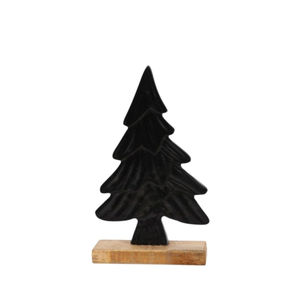 Marvelous Design Silver Metal <b>Christmas</b> <b>Tree</b> Sculpture With Star Topper On Mango Wood Base Vintage Tabletop Ornament Decoration - Product Image 4