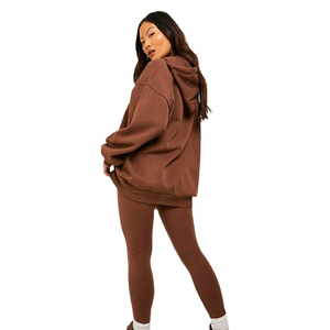 Chándal de invierno de talla grande para mujer, pantalones de chándal con capucha de algodón 100%, estampado sólido, servicios OEM personalizables para adultos - Product Image 2