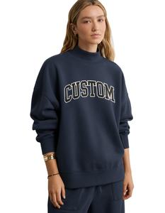 ODM OEM Custom Logo High Quality French Oversized Reversible Solid Long Casual Autumn Winter Women's Mockneck Sweatshirt - Product Image 1