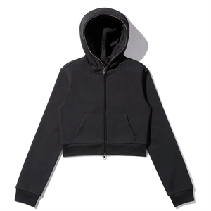 Sudadera recortada con cremallera completa para mujer de alta calidad, decoración con lentejuelas, ropa informal cómoda y elegante para entrenamientos, logotipo frontal de invierno - Product Image 1