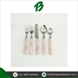 Vajilla de cocina Uso Cuchara Tenedor y cuchillo Juego de cubiertos de piedra natural de cuarzo rosa disponible a precio de mercado con descuento - Product Image 2
