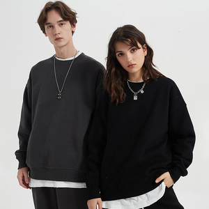 Sudadera de cuello redondo de tela de alta calidad de lana Unisex de manga larga con cuello redondo liso para hombre, sudaderas con capucha personalizadas de gran tamaño para hombre - Product Image 1