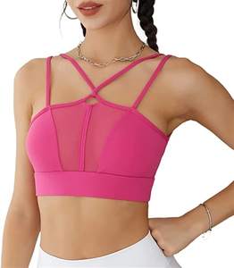 Ensemble de soutien-gorge de sport et de short pour femmes, couleur contrastée, dos nu, séchage rapide, ensemble d'exercice et de fitness, tenue de course à pied pour la salle de sport - Product Image 1