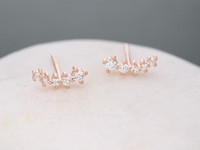 Boucles d'oreilles clous minimalistes en argent sterling 925 avec zircon CZ étoile filante, barre incurvée en zircon, bijoux empilables, cadeau unisexe pour fête