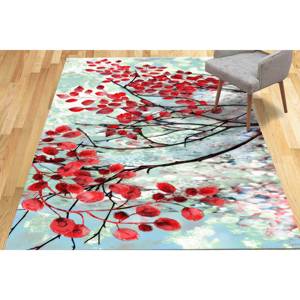 Tapis imprimé feuilles rouges : Tapis de bureau antidérapant, tapis doux non tissé - Product Image 5