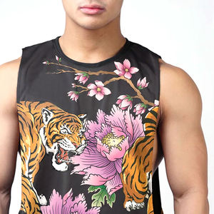 2026 Wholesale High Quality Printed Knitted Sleeveless Tank Top for <b>Men</b> Crew Neck <b>Black</b> White Red Summer Wear Bodybuilding OEM - Product Image 2