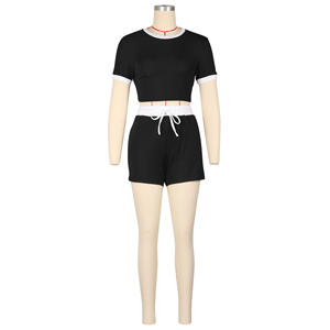 2025 été nouveau Design deux pièces ensemble femmes sport tricot Shorts ensemble Sexy haut court et Shorts ensemble femmes vêtements - Product Image 2