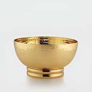 Cuenco para servir de acero inoxidable redondo martillado pulido en oro clásico para fiestas, utensilios de cocina y servicio de alimentos - Product Image 2