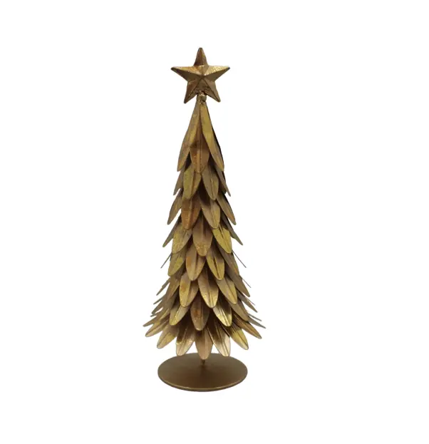 Hot Selling Designer Goudfolie Kleur Metalen Ijzer Decoratieve X-Mas Boom Voor Kerstfeest Decoraties Handgemaakt In Bulk