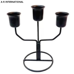 Hot Selling <b>Black</b> 3-Arm Metal Wire Candlestick Holder Small Decorative Candelabra for Easter Valentines Day Christmas Other - Product Image 5