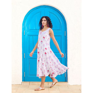 Vestido Maxi de Algodón con Estampado Floral Bonita para Mujer - Vestido Casual Elegante sin Mangas - Product Image 2