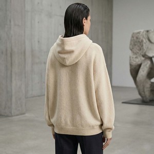 Sudadera con Capucha de Lujo para Mujer, Mezcla de Poliéster/Algodón Pesado, Bordado 3D en la Parte Delantera, Estilo Holgado, Color Avena - Product Image 2