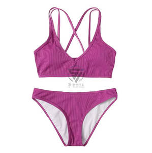 Nuevo Bikini Brasileño de Cintura Alta para Mujer, Traje de Baño Sexy de un Hombro con Volantes, 3 Colores, Diseño Sólido, Material de Spandex/Nailon - Product Image 1
