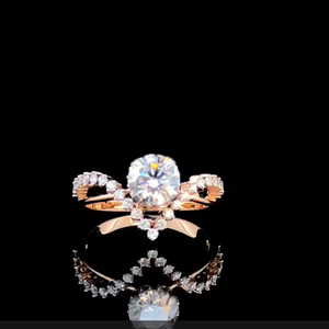 Bague de fiançailles en diamant de laboratoire taille ronde, or massif 14 carats, certifiée IGI, pour femme - Product Image 2