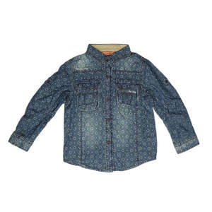 Chemise en jean à manches longues pour garçons - Bleu foncé - Product Image 1