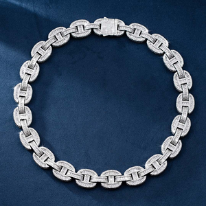 Cadena Cubana de Latón Plateado de Alto Brillo con Diamantes, Unisex, Estilo Hip Hop Urbano, Certificado IGI, Collar de Regalo Ice Legacy - Product Image 2