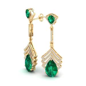 REYES Precio al por Mayor, Pendientes Colgantes de Plata de Ley 925 con Moissanita, Corte Pera, 10 Quilates, Joyería de Piedras Preciosas de Esmeralda para Mujer - Product Image 3