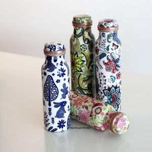 Colección Vintage Cobre puro 100% Botella de agua potable a prueba de fugas Tamaño personalizado Esmalte Diseño impreso Botella consciente de la salud - Product Image 3