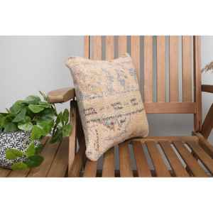 Beige Wool Kantha Patchwork <b>Pillow</b> 14x14 Inch Luxury Vintage Embroidered Fluffy Rustic Throw <b>Pillow</b> for Floor Use - Product Image 2