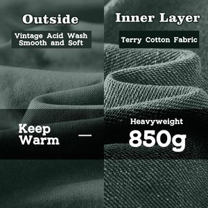 Sudadera con capucha lavada de mezcla de algodón básico de calidad superior para hombre, sudaderas informales cómodas y relajadas para ropa de invierno - Product Image 5