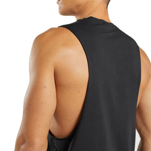 Hot Sale Summer <b>Black</b> Color Drop Arm <b>Tank</b> <b>Tops</b> Breathable Running Oversize Workout Cotton Loose Drop Arm Stringer - Product Image 3