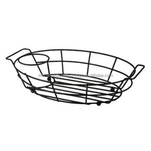 Panier ovale en fil métallique deux porte-ramequins panier de service enduit de poudre pour l'organisation de stockage de cuisine accessoires à usage alimentaire - Product Image 1