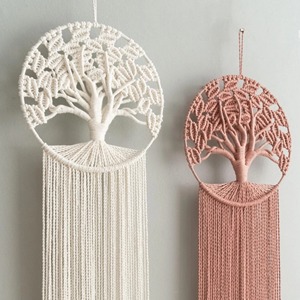 Suspension murale en macramé en forme d'arbre blanc rond pour une décoration intérieure élégante, un affichage mural élégant et des intérieurs inspirés de la nature en provenance d'Inde - Product Image 5